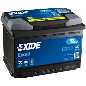 Akumulators Exide Excell EB740, 12 V, 74 Ah, 680 A