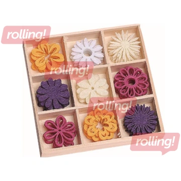 Filca ornamentu komplekts Flowers 2, 45 gab