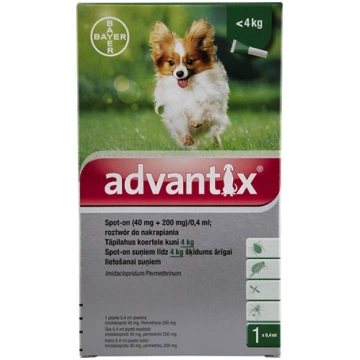 Advantix šķīdums pret blusām un ērcēm suņiem līdz