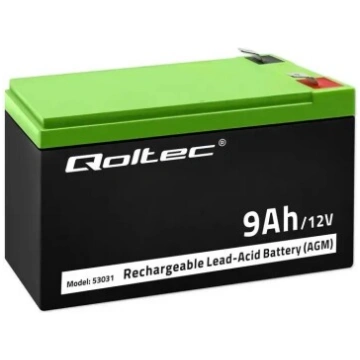 Qoltec AGM battery | 12V | 9Ah | Maintenance-free 