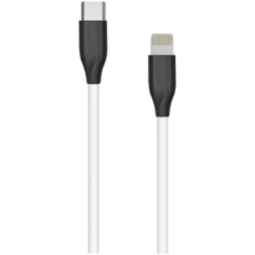 Silicone cable USB Type-C - Lightning (white, 1m)