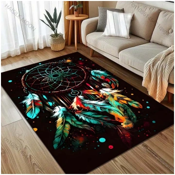 Dream Catcher and Feathers Print Carpet for Living