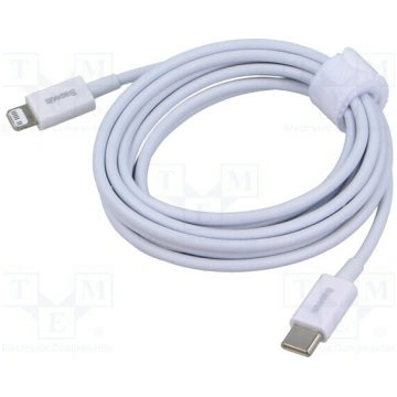 Cable; Apple Lightning plug,USB C plug; 2m; white;
