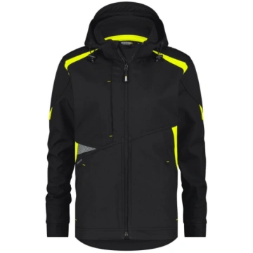 Softshell jaka ar kapuci melna/dzeltena (280g/m²) 