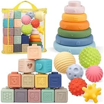 Montessori Soft Squeeze bērnu rotaļlietu komplekts