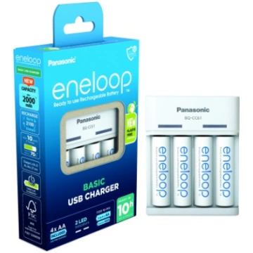 Panasonic Eneloop įkroviklis BQ-CC61USB + 4 AA Boo