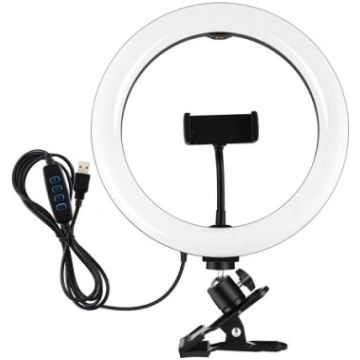 LED Ring Lamp 26cm, with Phone Holder and Mounting