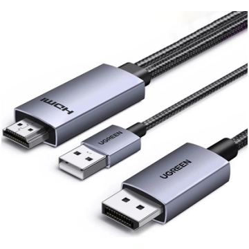 Kabel Ugreen DisplayPort - HDMI + USB-A 2m czarny 