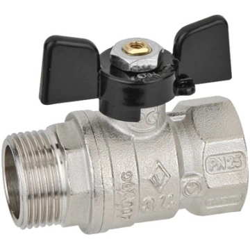 Lodveida ventīlis 1/2"", iekša-āra, tauriņveida ro