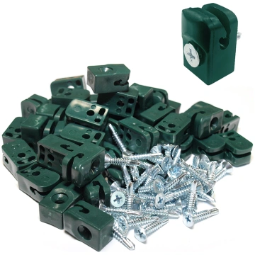 Plastmasas klipši stabiem + skrūve RAL6005 zaļš 50