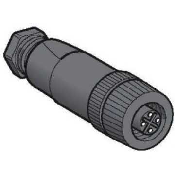 Female, M12, 4 pin, straight connector, cable glan