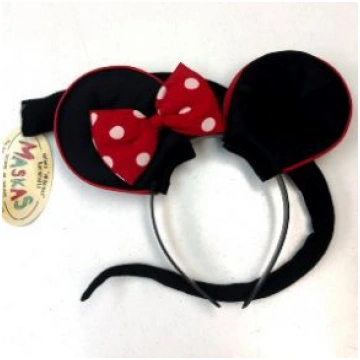 Mickey Mouse Mikipeles ausis ar banti un melnu ast