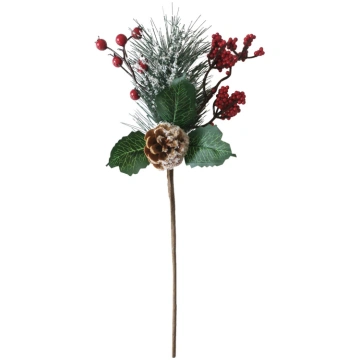 Dekoratīvs zars ar mežrozīšu, sarkans, 38cm, 6 gab