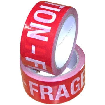 Brīdinājuma lente CAUTION FRAGILE sarkana ar baltu