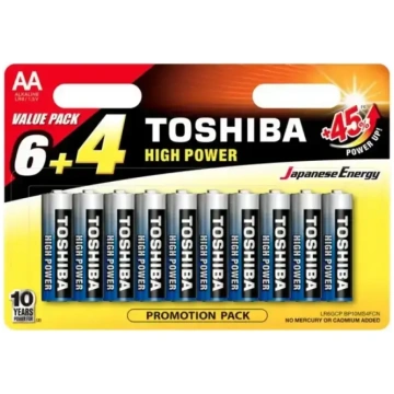 TOSHIBA AA sārma baterijas, 10 gab