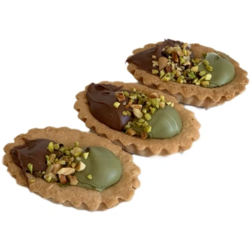 Barchette di pasta frolla pistacchio e cioccolato 