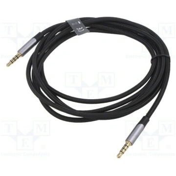 Cable; Jack 3,5mm 4pin plug,both sides; 2m; Platin
