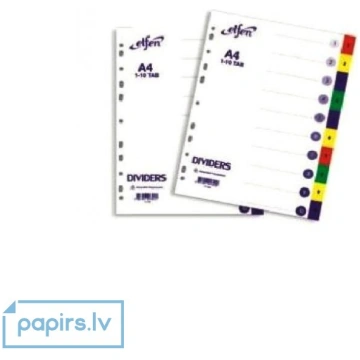 Dokumentu sadalītāji Elfen INDEX 1-10, A4, PP, krā