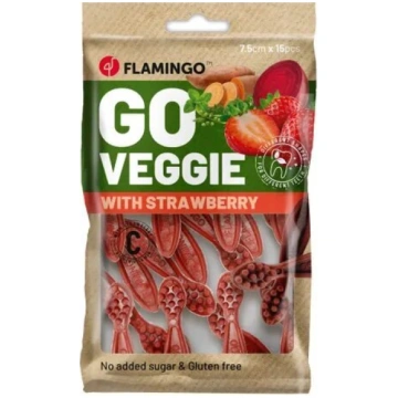 Flamingo Veggie zobu birstes formas zemeņu garšas 
