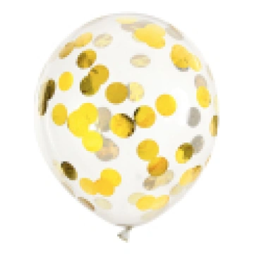 Konfeti baloni - apļi, 30cm, zelts (1 pkt / 6 gab.