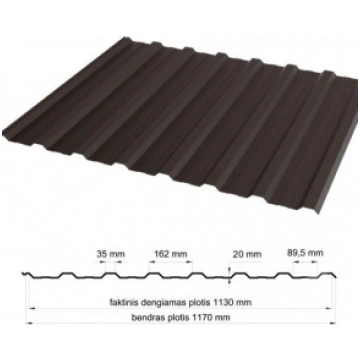 Trapecveida profils PK-20 RAL8019 0.45 mm. 1170 mm