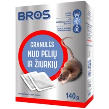 Granulas pret pelēm un žurkām Bros, 140 g