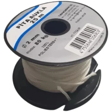 Pīta balta virve PES HT d2mm*25m +plast.spole