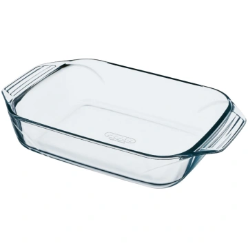 Stikla trauks Pyrex, caurspīdīga krās., 28 cm x 17