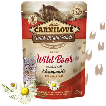 Carnilove Cat Pouch Wild Boar Chamomile 85g mitrā 