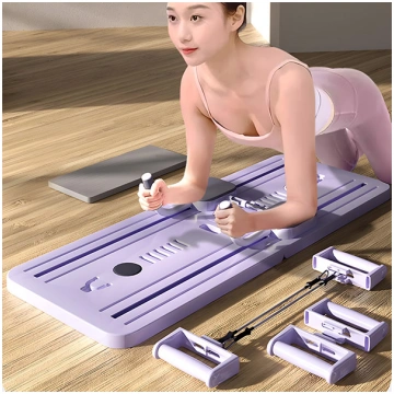 Salokāma pilates dēlis ar pretestības gumijām un t