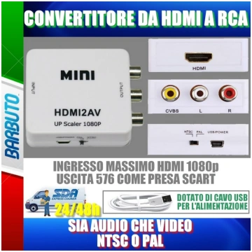 CONVERTITORE DA HDMI A RCA AV COMPOSITE CVBS CON A