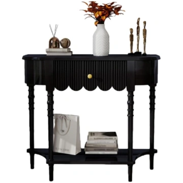 Console Table Wood Black with Drawers Hallway Tabl
