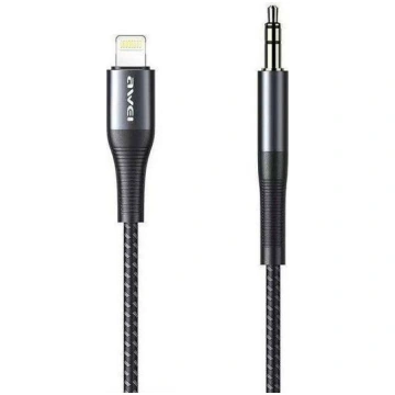 Kabel USB Awei Lightning - mini Jack 3.5 mm Czarny