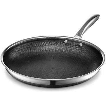 HexClad 12" hibrīda nerūsējošā tērauda panna ar ro