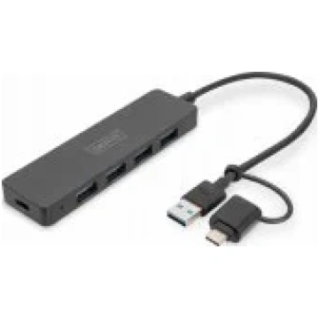 DIGITUS Hub USB-A/ C 3.0 0.2m black Aksesuārs DA-7