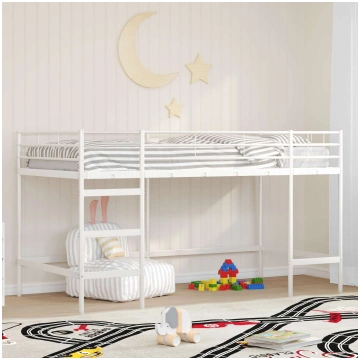 Bērnu loft gultas rāmjis balts 100 x 201 cm