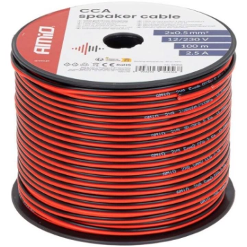 CCA skaļruņu kabelis 2x0.5mm2 100m 2.5A AMIO-04456
