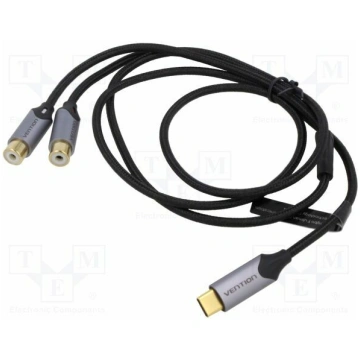 Cable; RCA socket x2,USB C plug; gold-plated; 1m; 