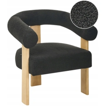 Beliani Fotel ILBRO Boucle Czarny/ jasny brz 61816