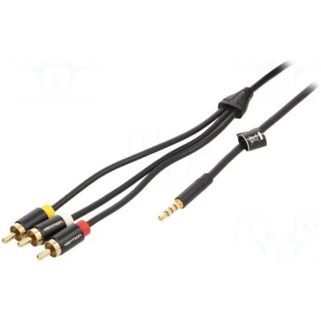 Cable | Jack 3,5mm 4pin plug,RCA plug x3 | 2m | bl
