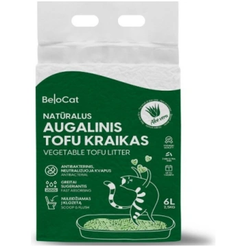 BeloCat Tofu Clumping Cat Litter Aloe 6l - dabīgi 