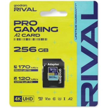 microsdxc 256gb v30 a2 uhs i u3 rival + adapteris 
