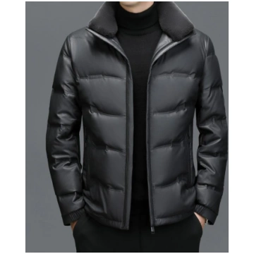 Sheepskin Down Jacket Men"s Winter Velvet Thickene