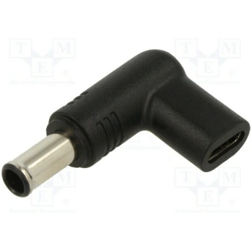 Adapter; USB C socket,DC 6,5/4,4 plug; black; angu