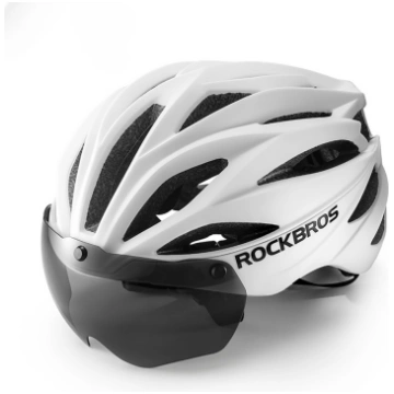 Rockbros velosipēda ķivere ar aizsargbrillēm, balt
