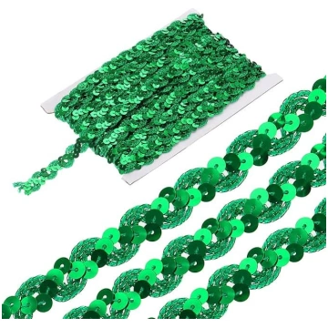 sourcing map 11 Yard Sequin Beads Lace Trim 1,5 cm