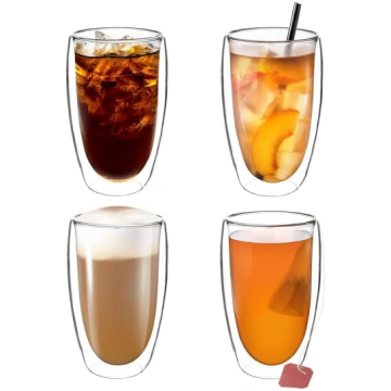 Klasiskās divstūra Latte Macchiato glāzes, tējas g