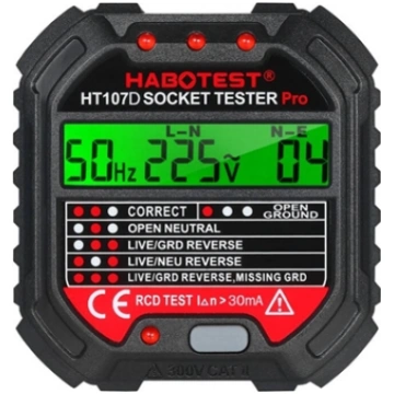 Habotest Tester gniazd z wywietlaczem cyfrowym (HT