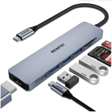 HUB USB Linq BENFEI ADAPTER HUB 7W1 USB-C DO 4K HD