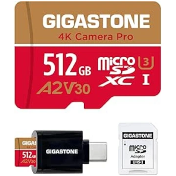 Gigastone 512GB Micro SD karte 4K Camera Pro A2 V3